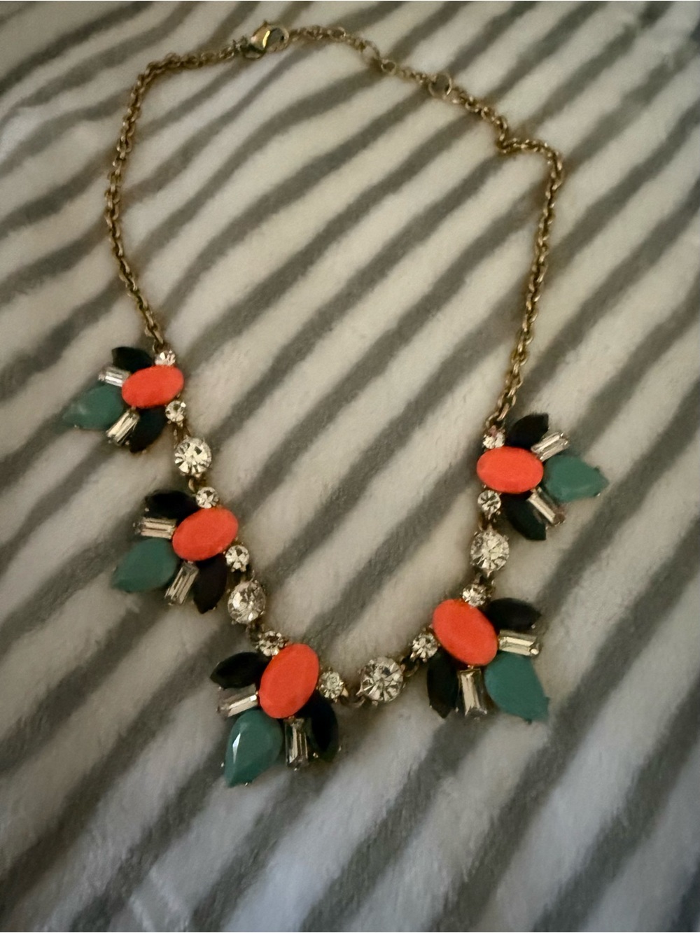 J Crew Gold-Tone Coral & Teal Statement Necklace - Women Jewelry